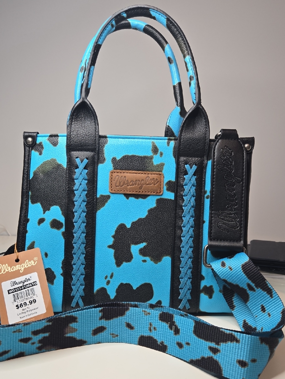 Wrangler Nwt Cow-Print Concealed Carry Tote Bag